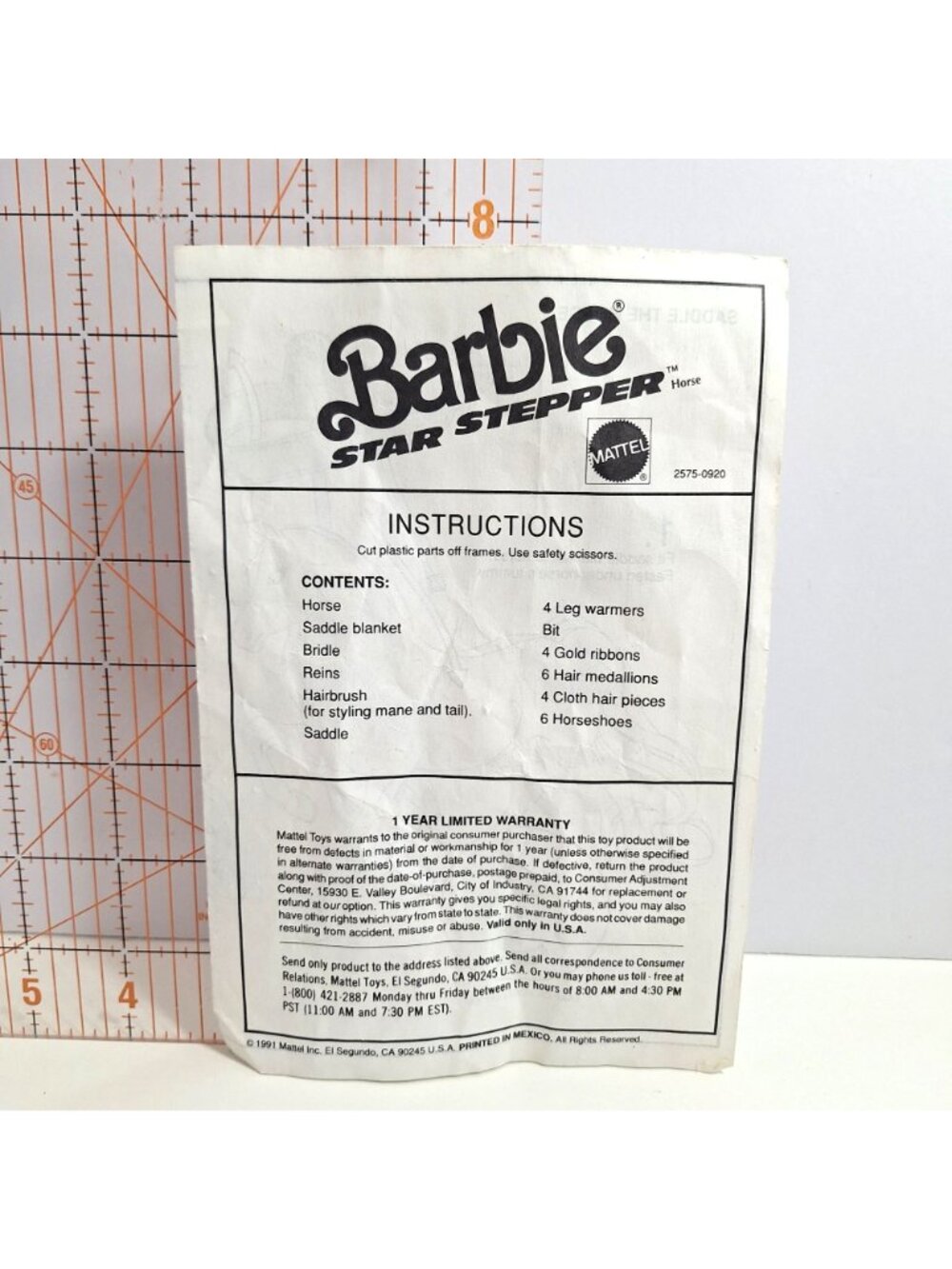 Barbie Star Stepper Horse Instructions Manual 1991 Mattel Vintage - Picture 9 of 10